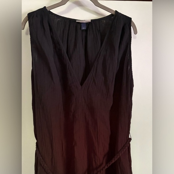 NWT-universal threads crinkle linen, long sleeveless V Neck Cable tie dress - Picture 7 of 9